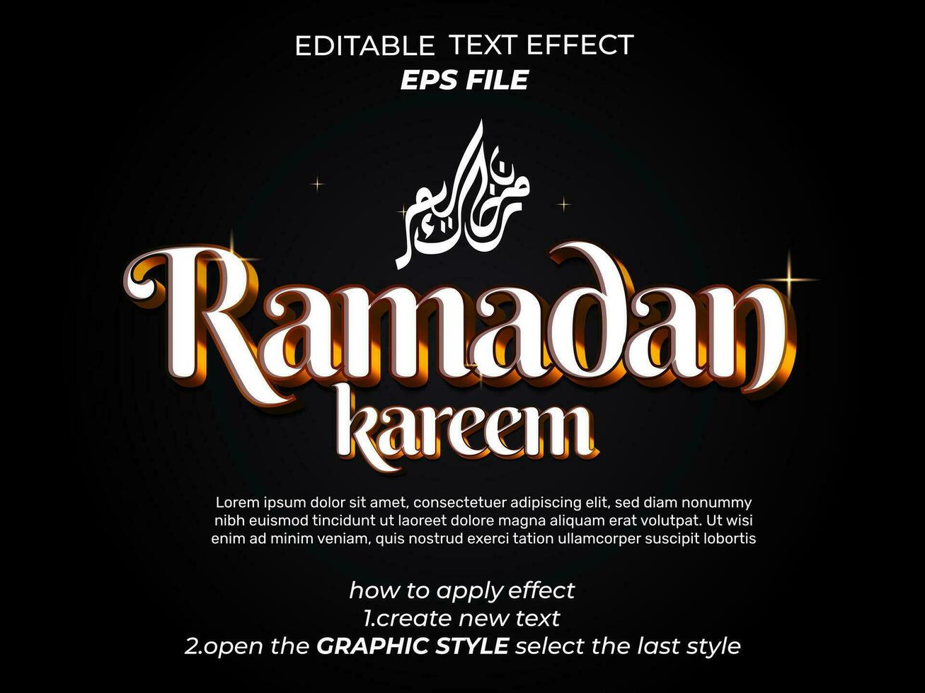Ramadan texte effet, typographie, 3d texte. vecteur modèle