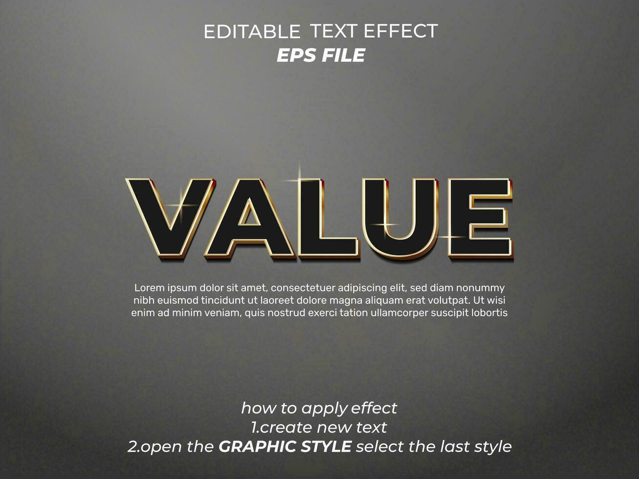 valeur texte effet typographie, 3d texte. vecteur modèle