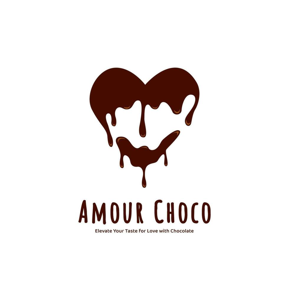 fondu amour l'amour Chocolat dans cœur forme vecteur logo icône