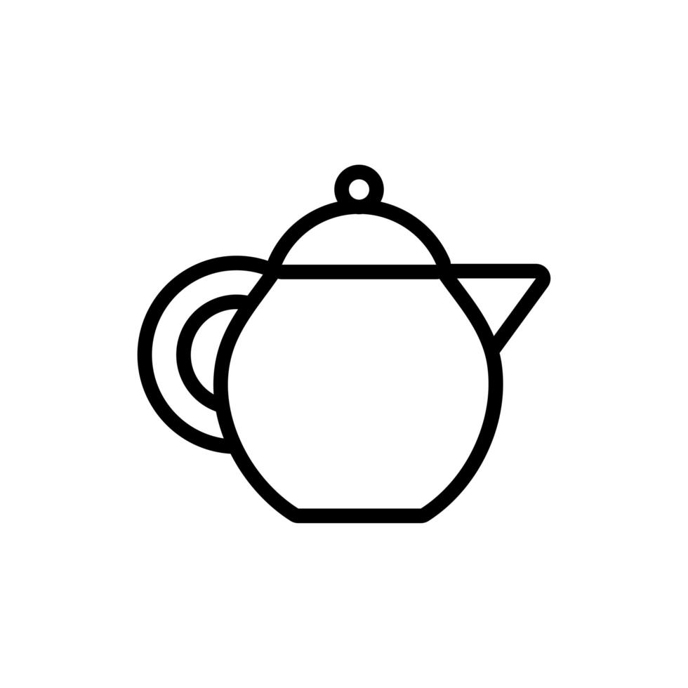 icône de style de ligne ustensile théière en céramique vecteur