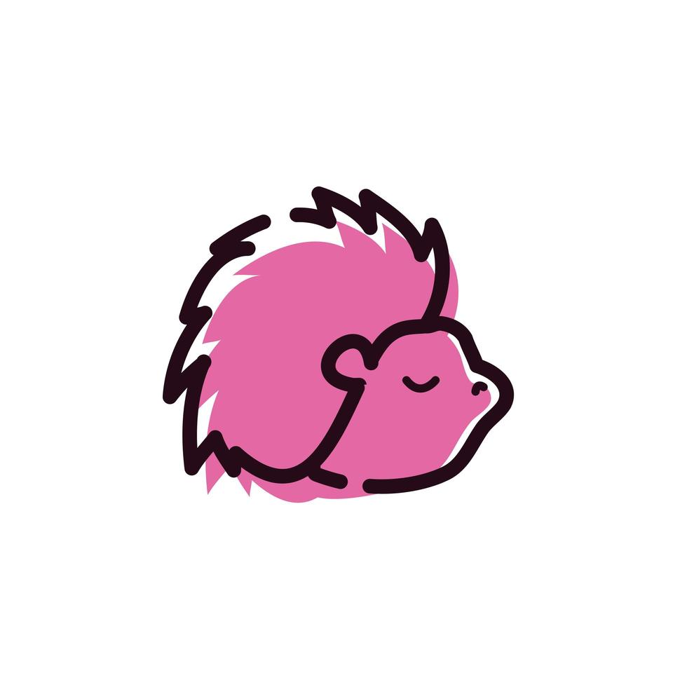 icône isolé animal mignon porc-épic vecteur