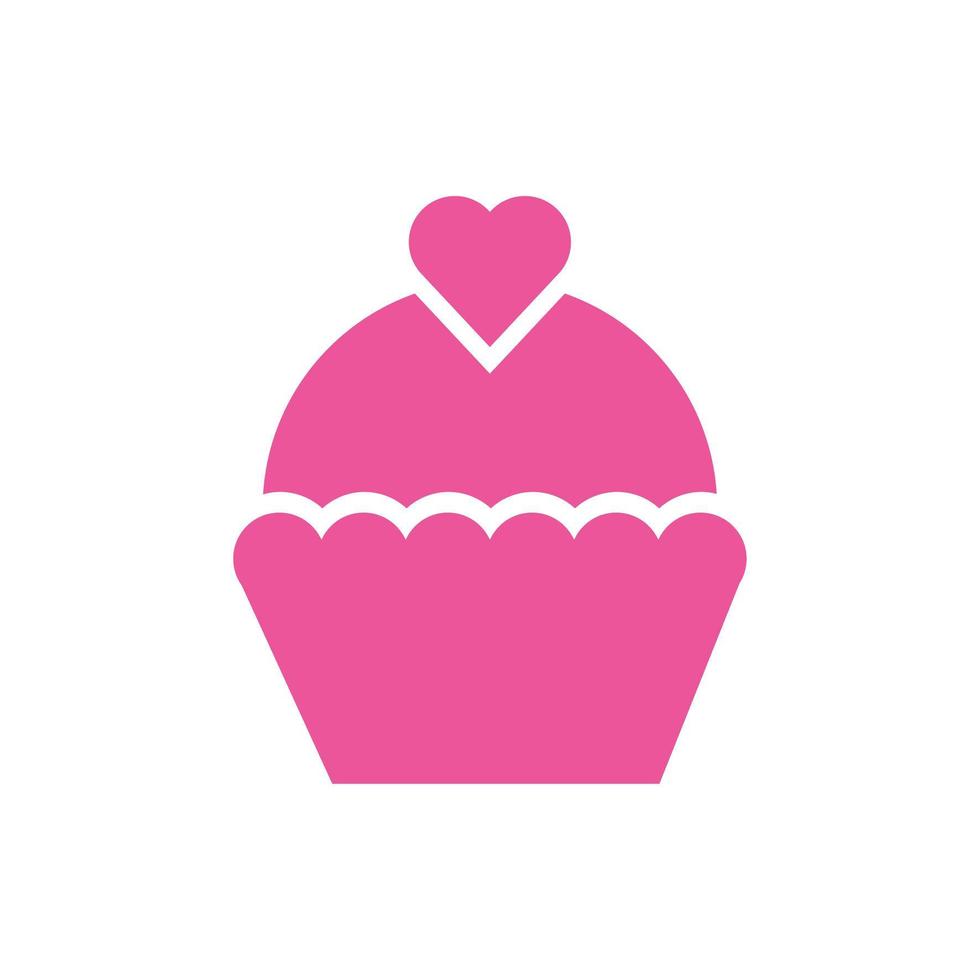 cupcake joyeux saint valentin avec coeur vecteur
