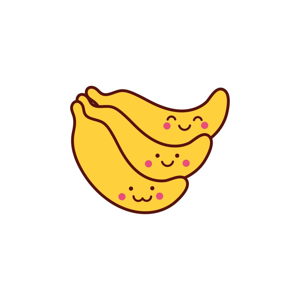 personnage kawaii de fruits bananes mignons vecteur