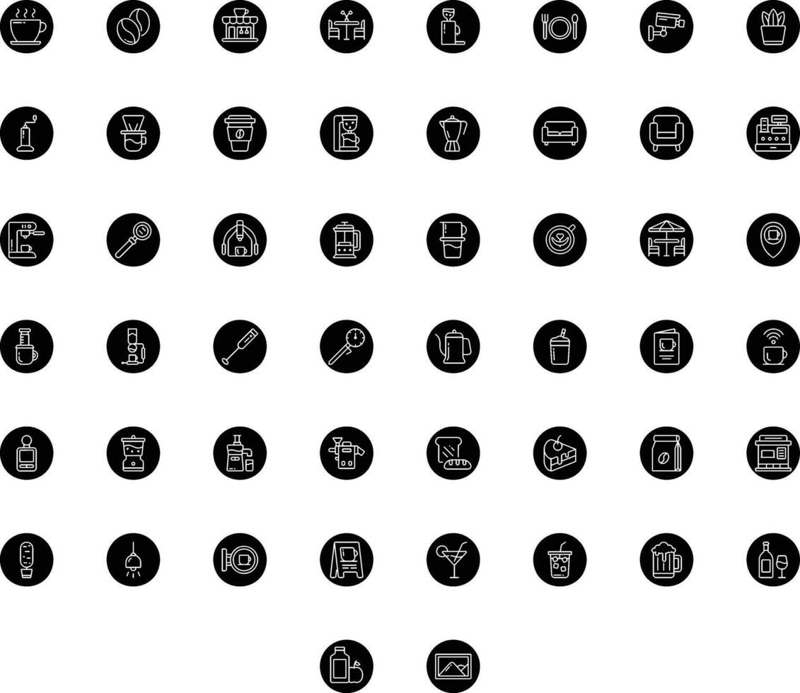 vecteur de café icône ensemble rond. parfait pour utilisateur interface, Nouveau application.