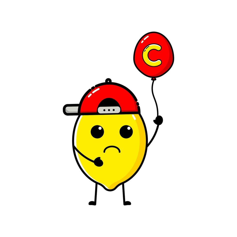 citron personnage conception cette est portant une chapeau et porter une ballon avec le lettre c vecteur