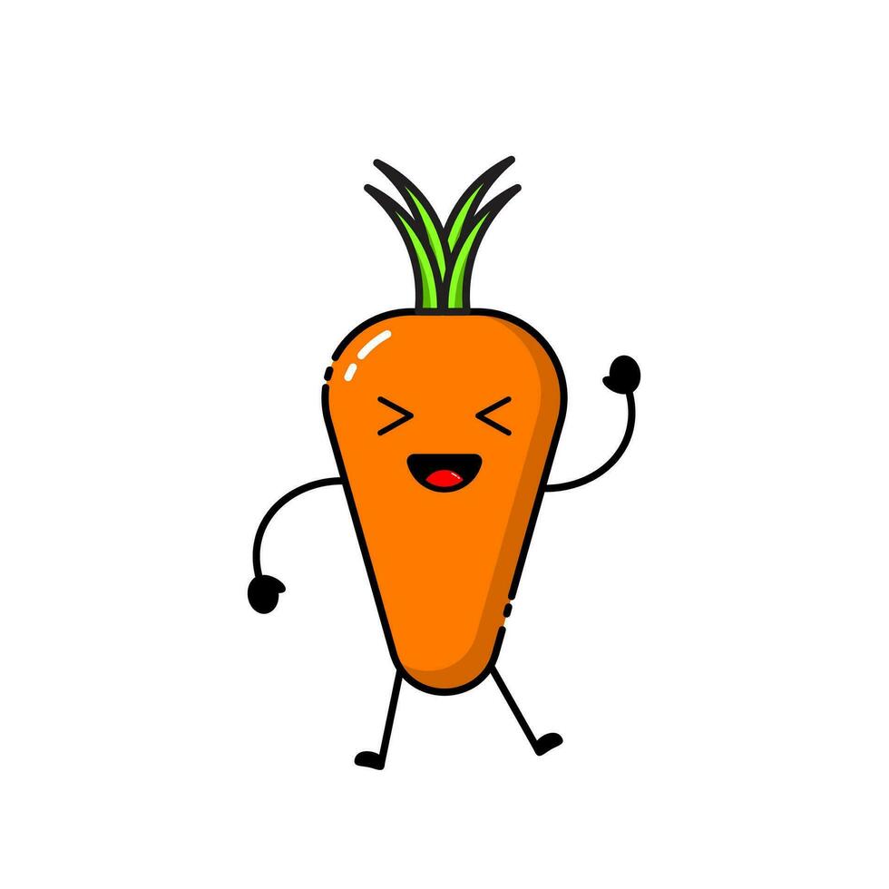 carotte icône conception avec une mignon, marrant et adorable expression vecteur