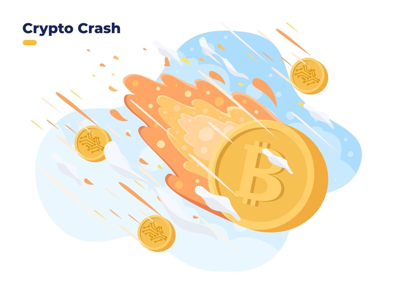 le prix de la crypto-monnaie chute. effondrement du prix de la crypto sur le marché boursier crise du bitcoin brûlure et crash de la crypto-monnaie l'investissement en crypto-monnaie est à haut risque vecteur