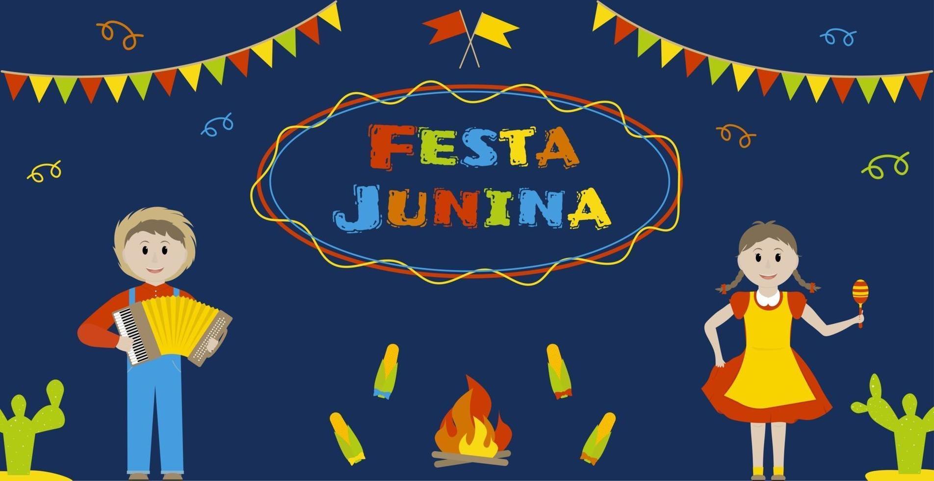 festa junina juin carte de voeux du festival brésilien parfait pour les affiches ou les bannières vecteur