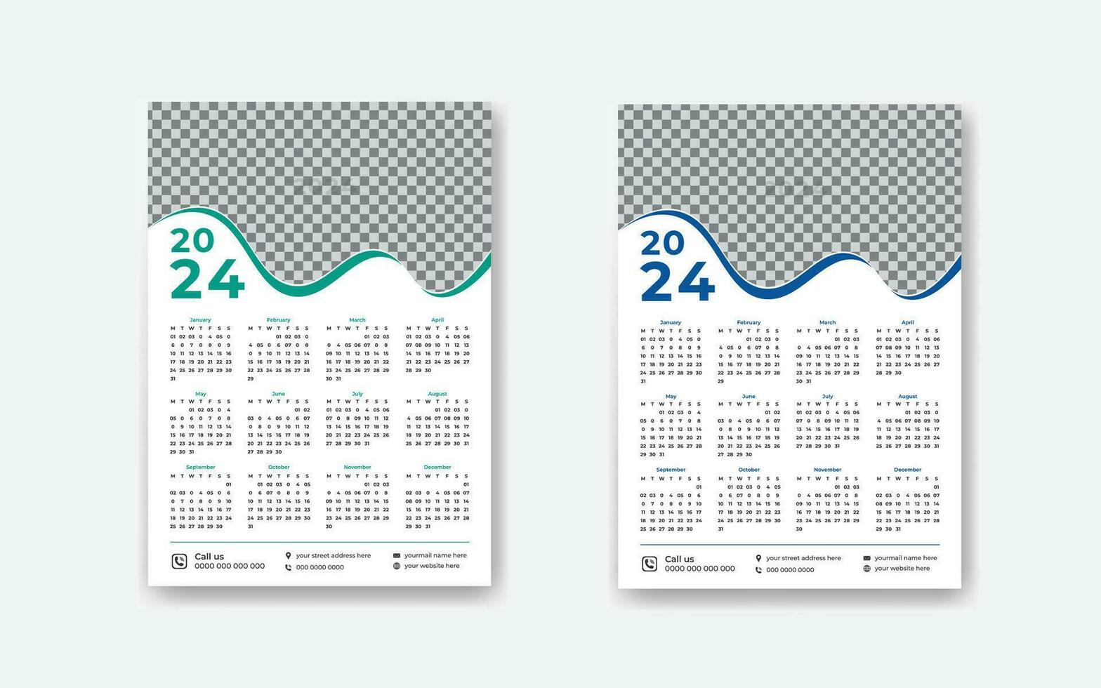 Créatif et minimal 2024 calendrier conception modèle pour votre affaires vecteur