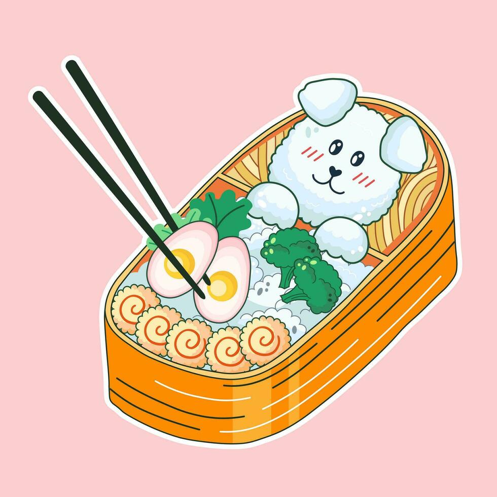 bol dans kawaii style. mignon, coloré illustrations. Japonais aliments. animé. vecteur. parfait pour dépliants, affiches, et remise cartes. vecteur