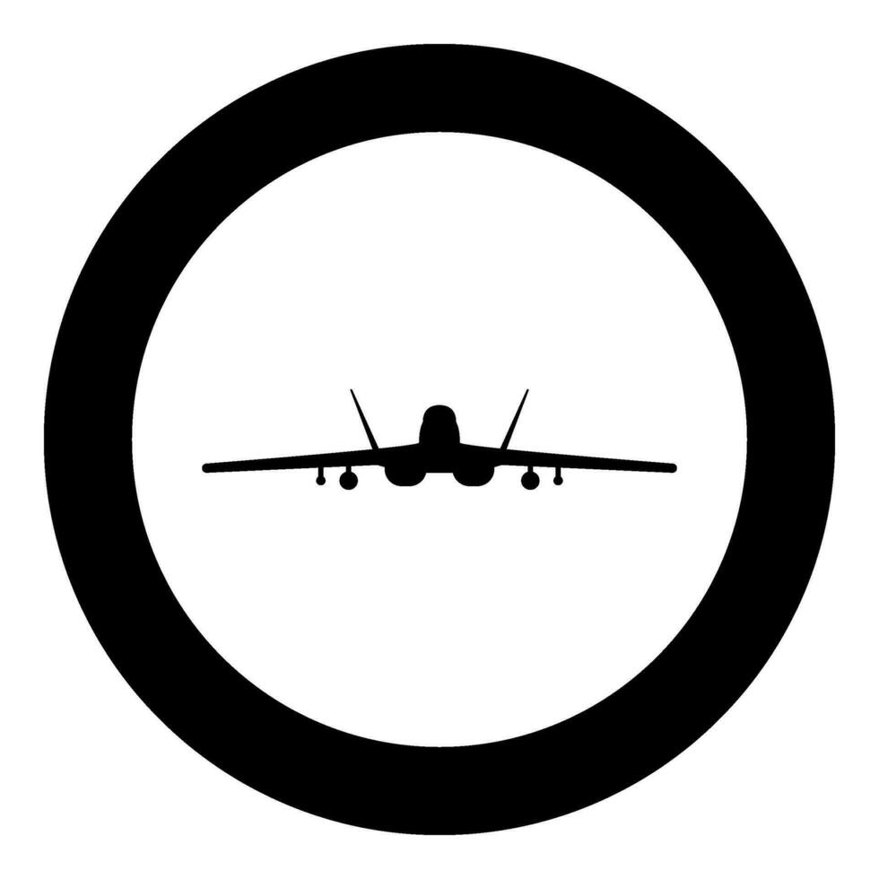 jet combattant bats toi avion moderne combat aviation avion de guerre militaire avion force aérienne icône dans cercle rond noir Couleur vecteur illustration image solide contour style