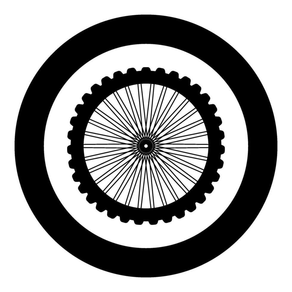 bicyclette roue vélo bicyclette moto icône dans cercle rond noir Couleur vecteur illustration image solide contour style