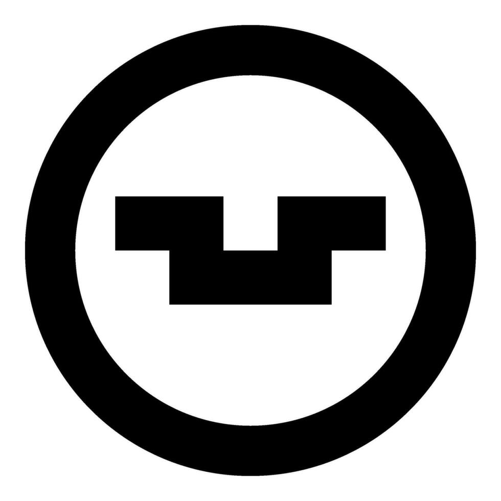 fosse avec carré trou sol fossette icône dans cercle rond noir Couleur vecteur illustration image solide contour style