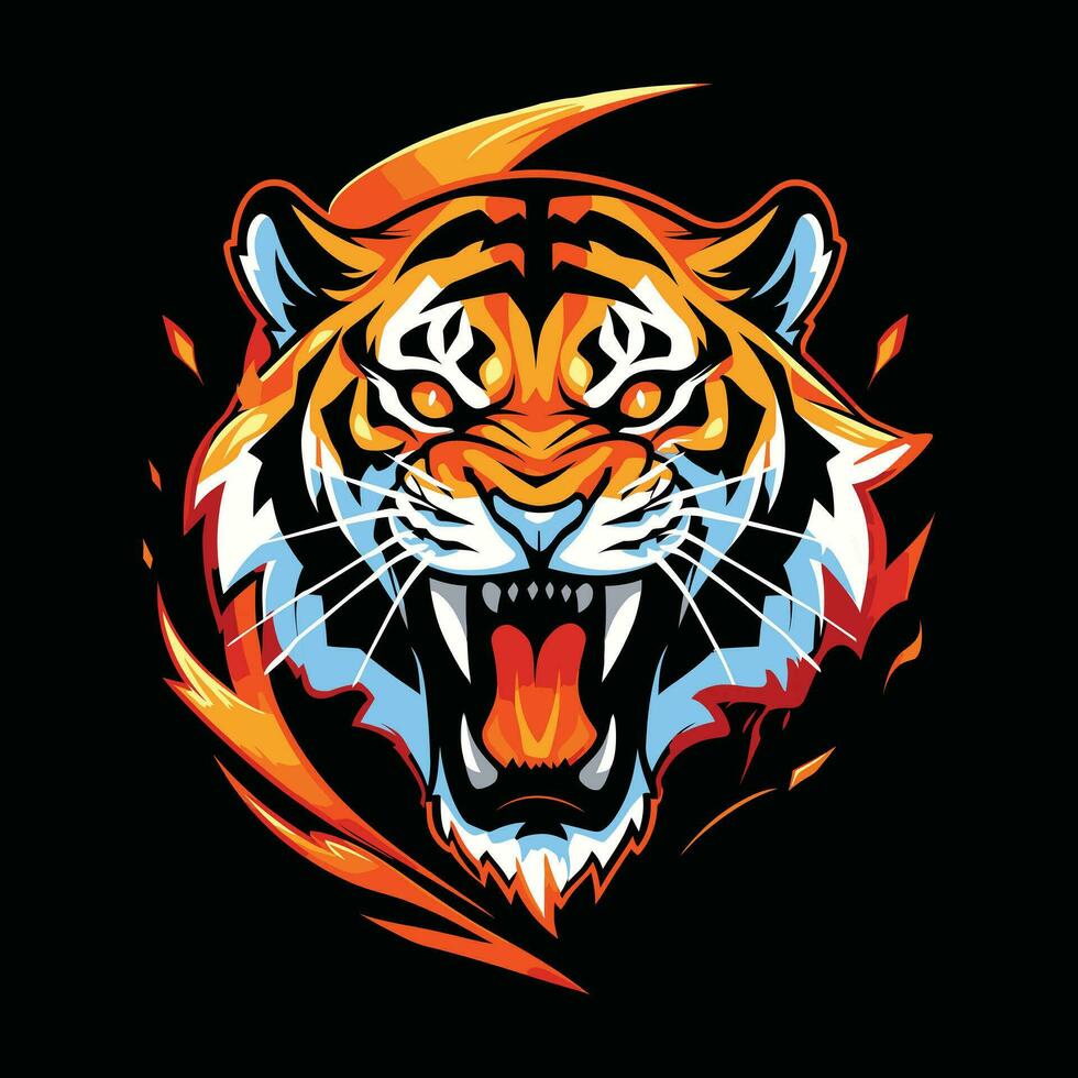 tigre tête mascotte logo pour esport. tigre T-shirt conception vecteur