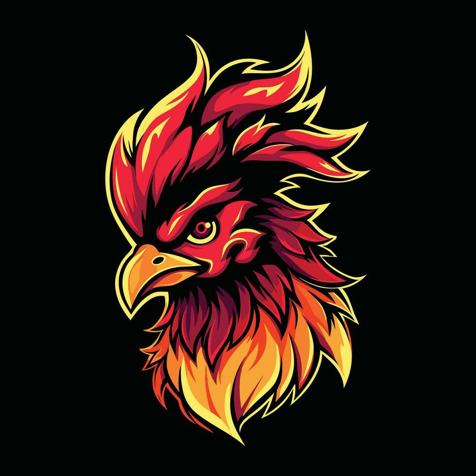 coq tête mascotte logo pour esport. coq T-shirt conception vecteur