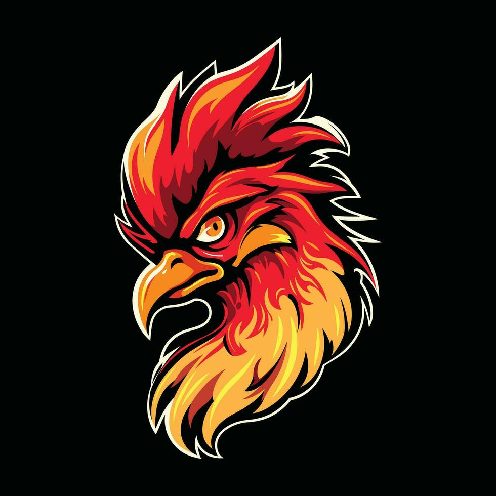 coq tête mascotte logo pour esport. coq T-shirt conception vecteur