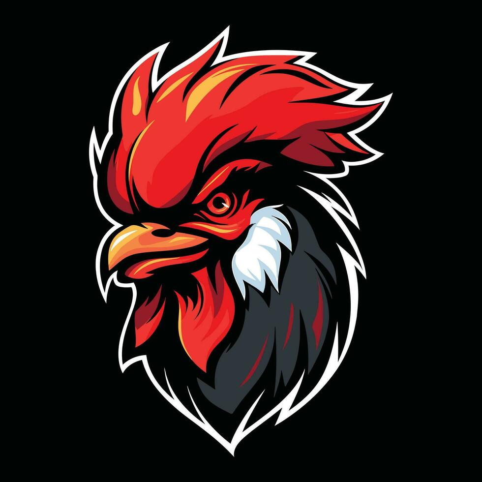 coq tête mascotte logo pour esport. coq T-shirt conception vecteur