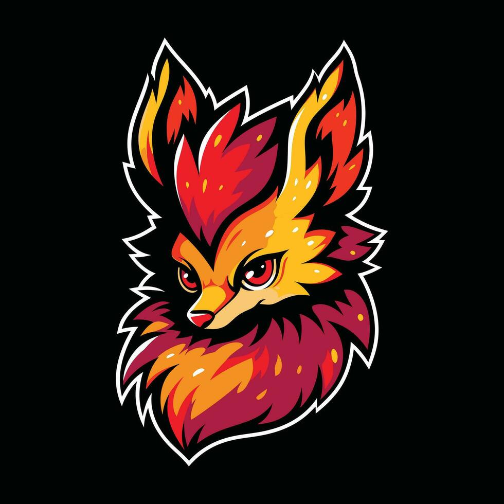 Renard tête mascotte logo pour esport. Renard T-shirt conception. isolé sur noir Contexte vecteur