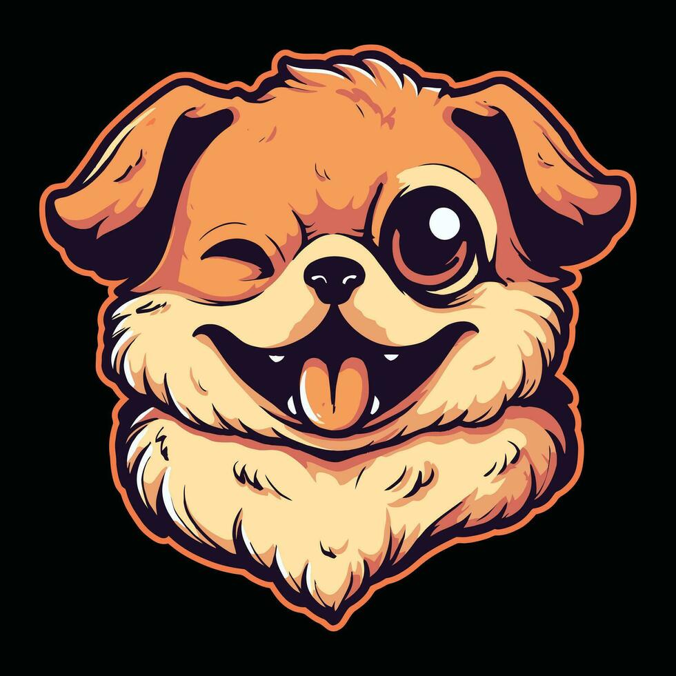 mignonne chien tête mascotte logo pour esport. mignonne chien T-shirt conception. mignonne chien logo. mignonne chien autocollant vecteur