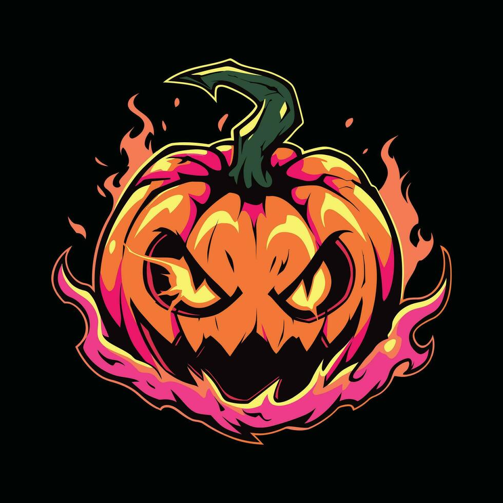citrouille Halloween mascotte logo pour esport. citrouille Halloween T-shirt conception. citrouille Halloween logo. citrouille Halloween autocollant vecteur