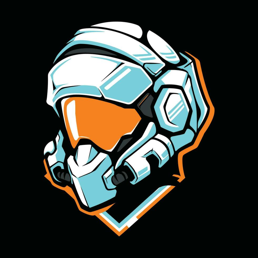 casque tête mascotte logo pour esport. casque T-shirt conception. casque logo. casque autocollant vecteur