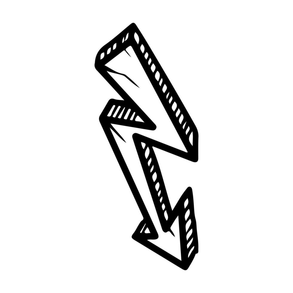style de croquis de doodle d'illustration vectorielle de symbole de boulon de foudre électrique pour la conception de concept. vecteur