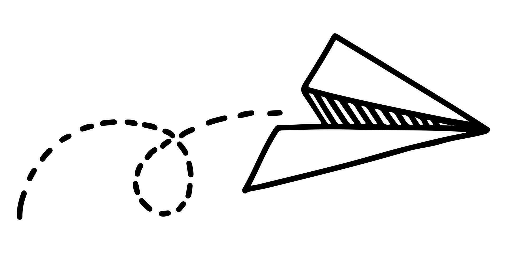 griffonnage esquisser style de papier avion icône vecteur illustration pour concept conception.