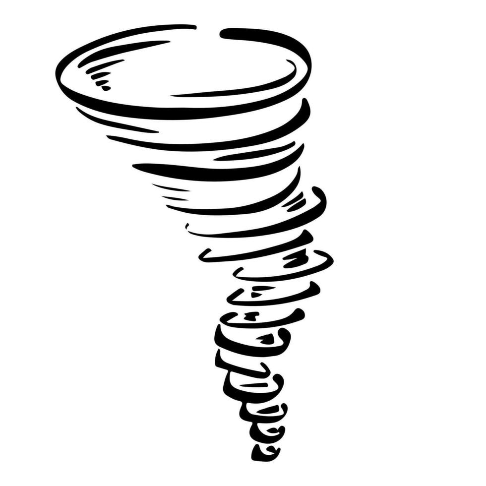 style de croquis de doodle d'illustration dessinée à la main de dessin animé de tornade pour la conception de concept. vecteur