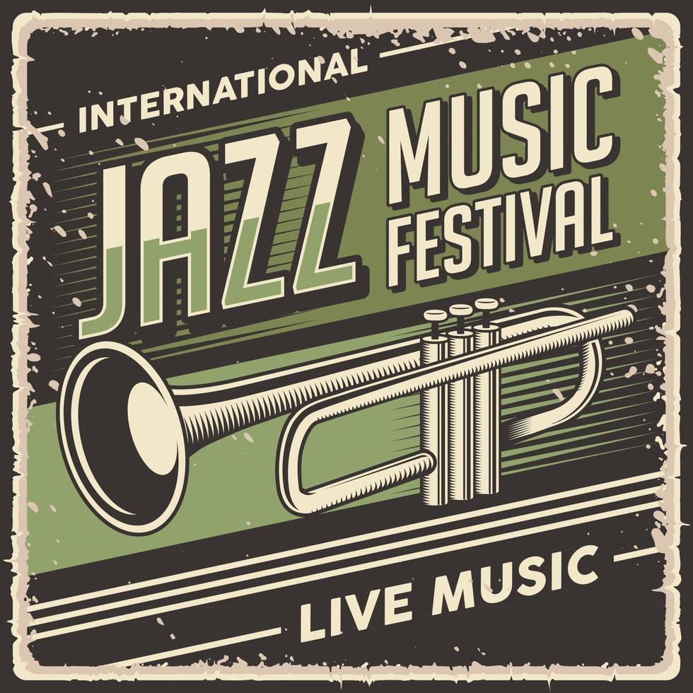 illustration vectorielle rétro vintage de la musique jazz adaptée à l'affiche en bois ou à la signalisation vecteur