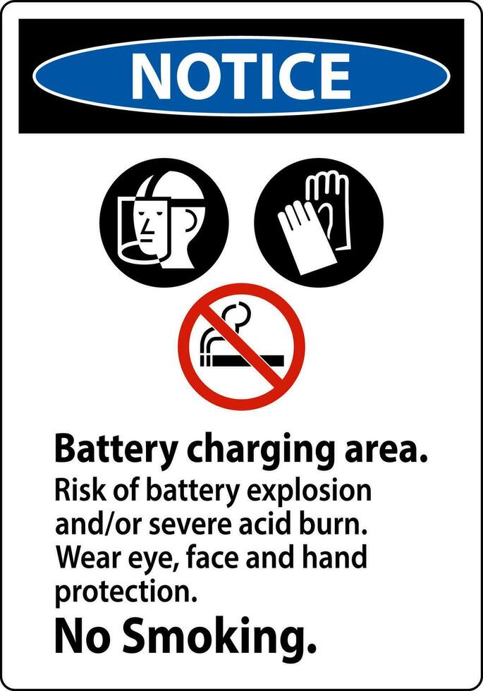 remarquer signe batterie mise en charge zone, risque de batterie explosion ou sévère acide brûler, non fumeur vecteur
