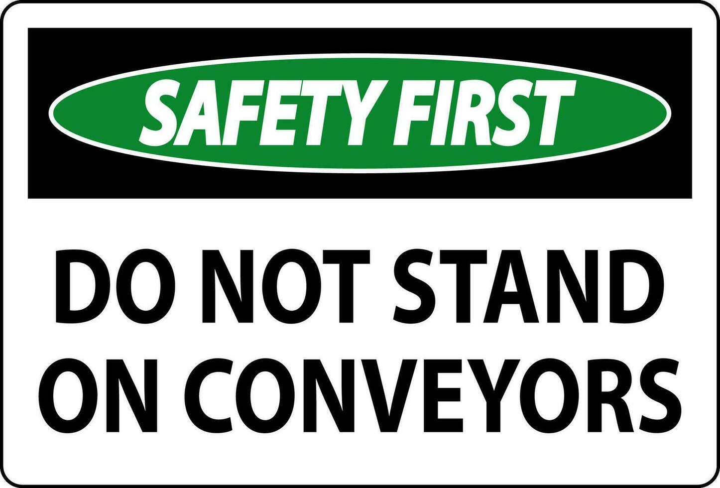sécurité premier signe faire ne pas montée asseoir marcher ou balade sur convoyeur vecteur