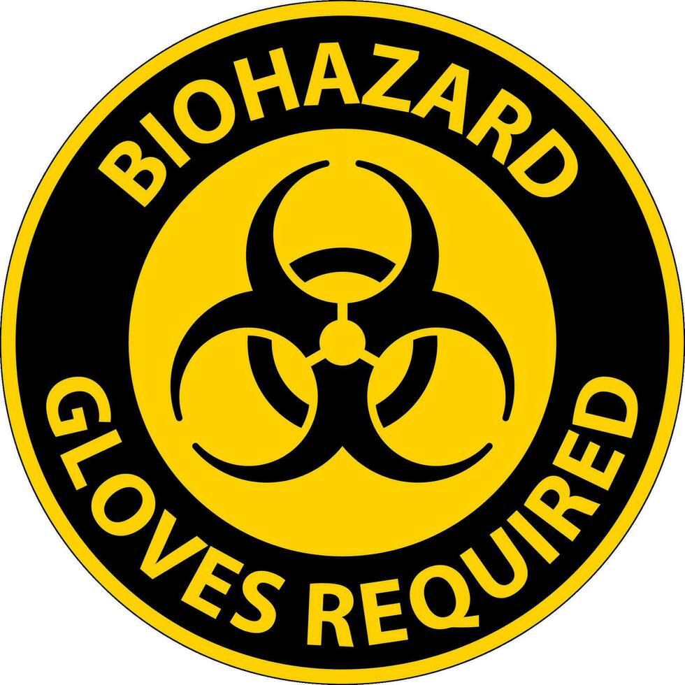 Danger biologique mise en garde étiquette Danger biologique gants obligatoire vecteur