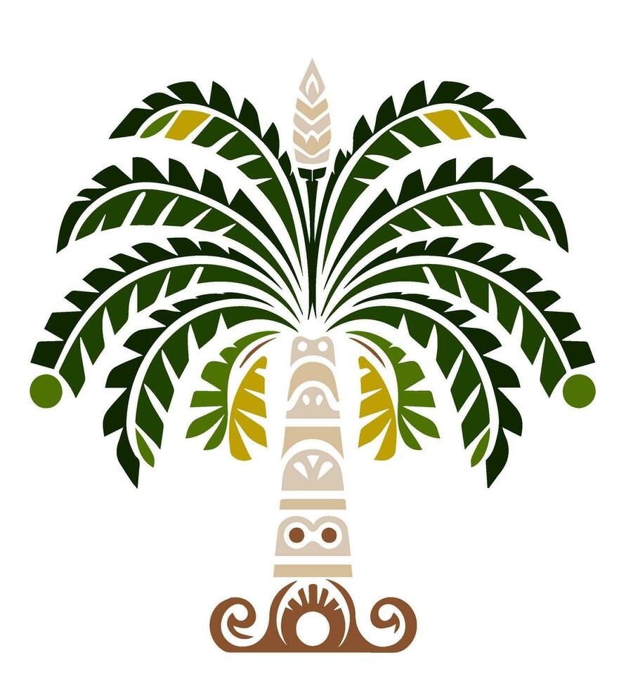 paume des arbres noix de coco, tropical tribal illustration, vecteur icône décoration ornement.