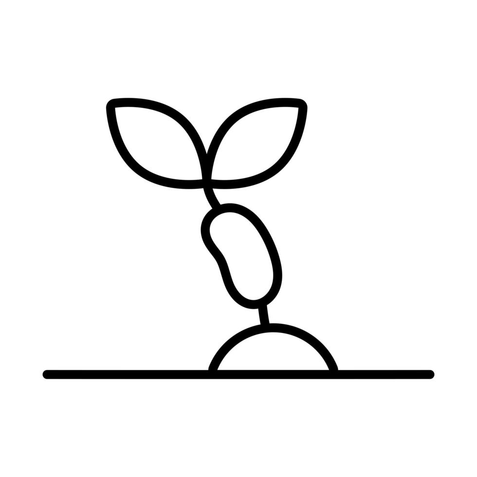 croissance de l'icône de style de ligne de plante semée vecteur