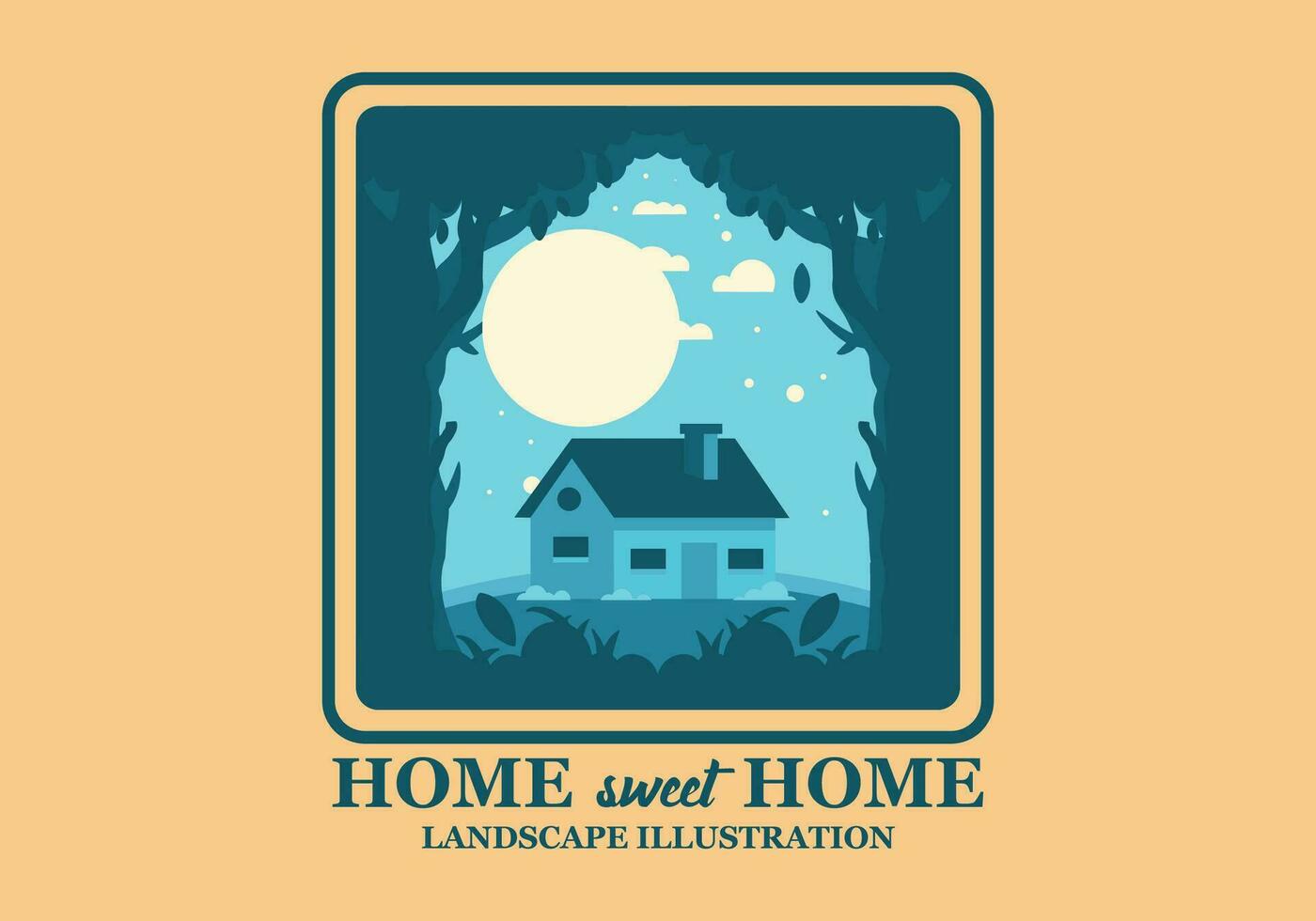 plat illustration conception de une maison dans le jungle dans bleu Couleur vecteur