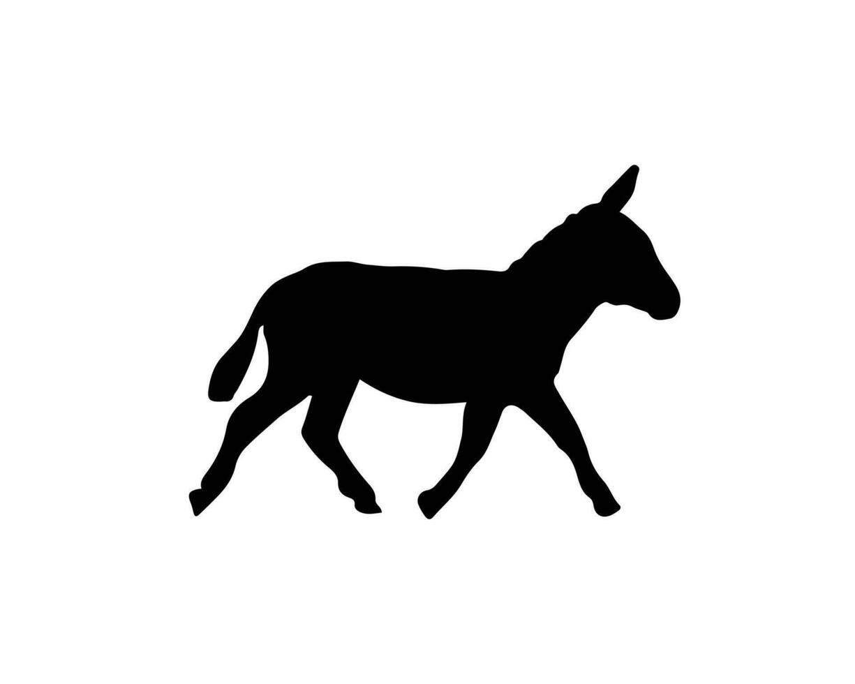 âne en marchant silhouette dans noir couleur. ferme herbivore mammifère animal. vecteur illustration logo