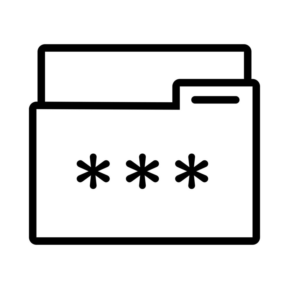 document de dossier avec icône de style de ligne de mot de passe vecteur