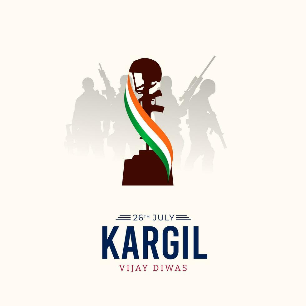 26e juillet kargil vijay diwas conception concept avec Indien drapeau et armée social médias Publier vecteur