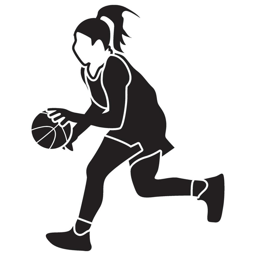 basketball les filles pose-solide vecteur