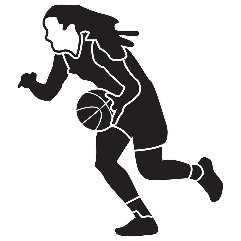 basketball les filles pose-solide vecteur