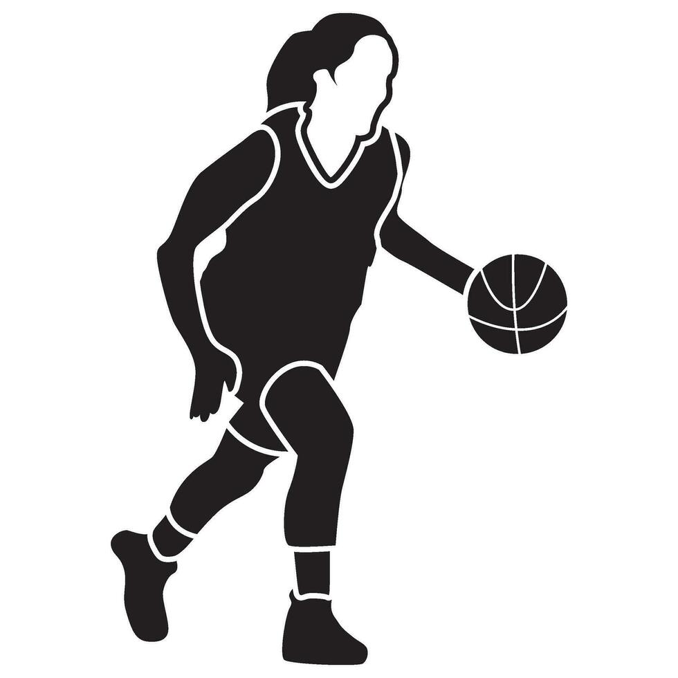 basketball les filles pose-solide vecteur