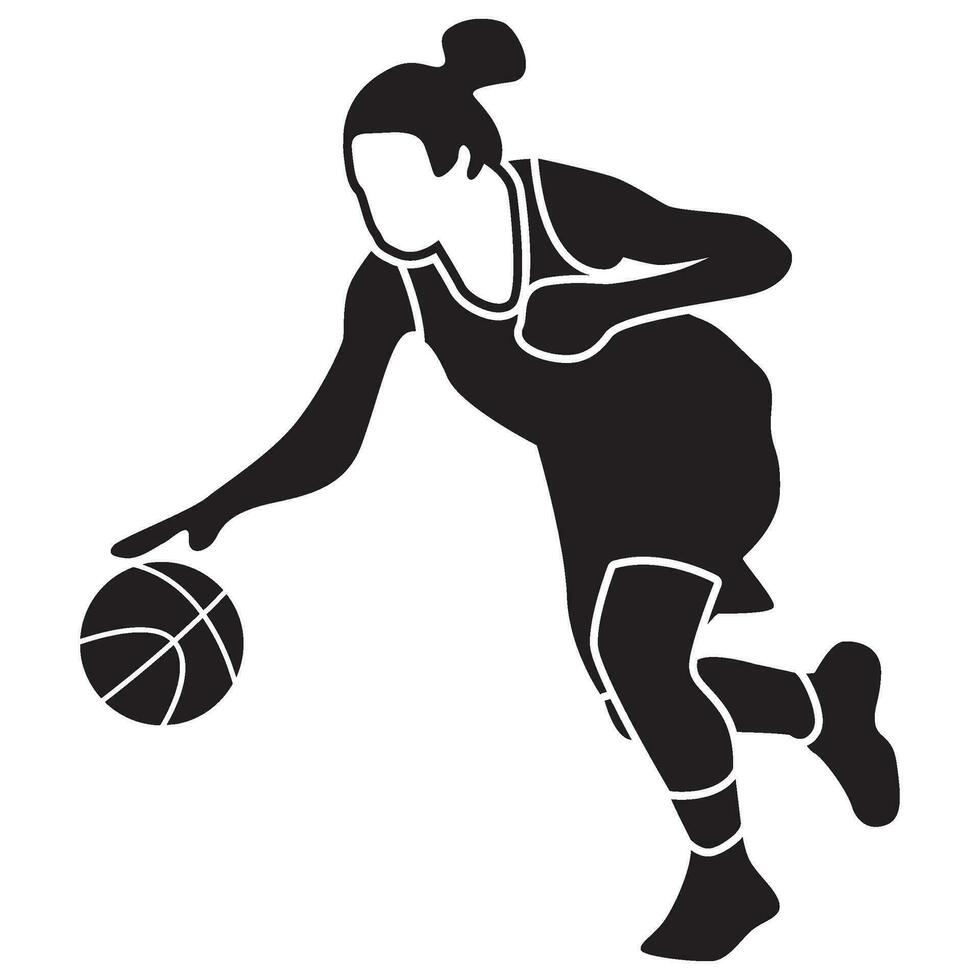 basketball les filles pose-solide vecteur