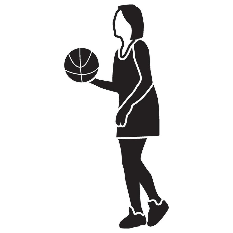 basketball les filles pose-solide vecteur