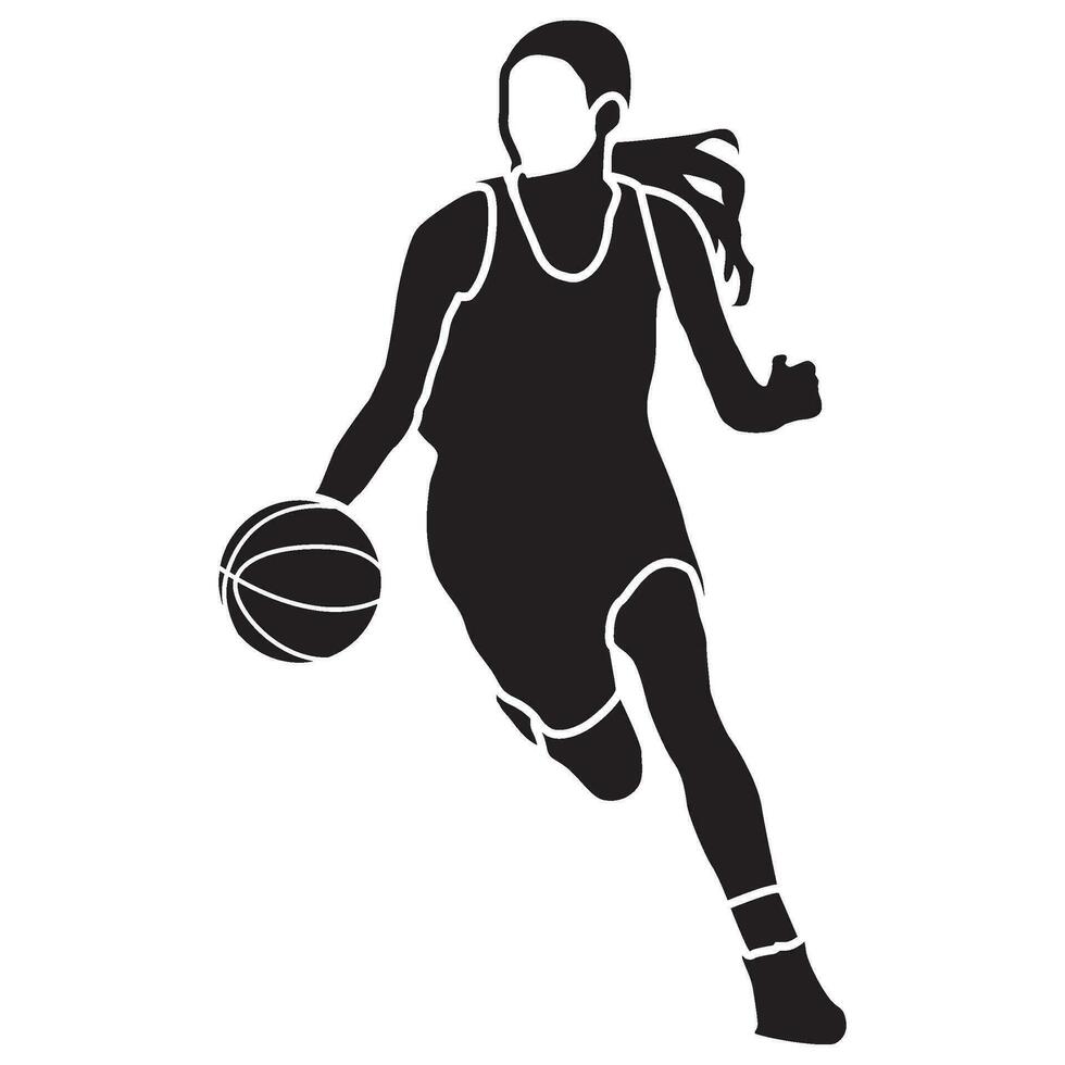 basketball les filles pose-solide vecteur