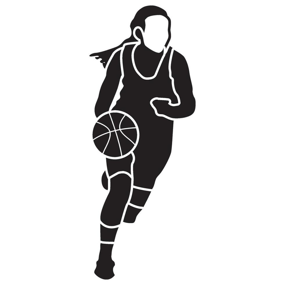 basketball les filles pose-solide vecteur