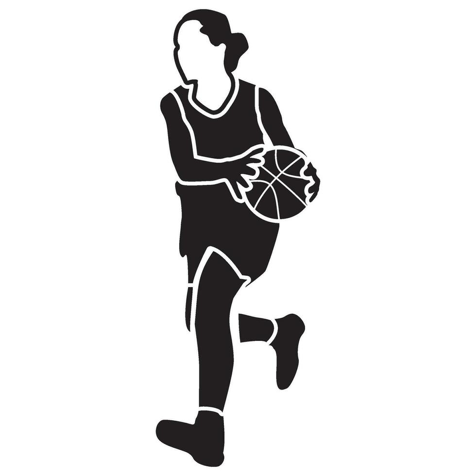 basketball les filles pose-solide vecteur