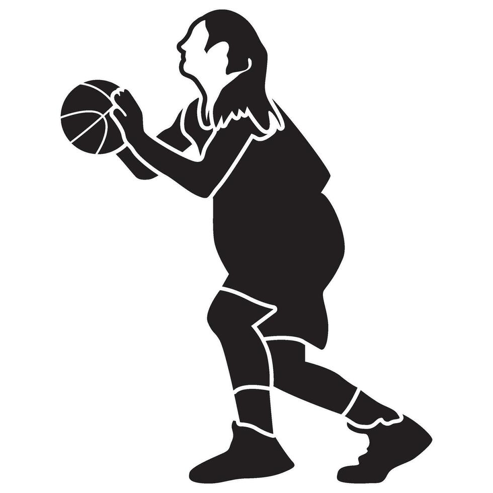 basketball les filles pose-solide vecteur