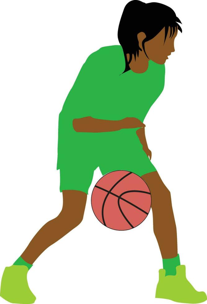 aux femmes pose dribble basketball joueur vecteur