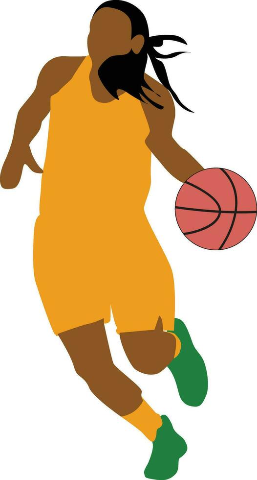 aux femmes pose dribble basketball joueur vecteur