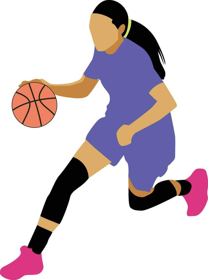 aux femmes pose dribble basketball joueur vecteur